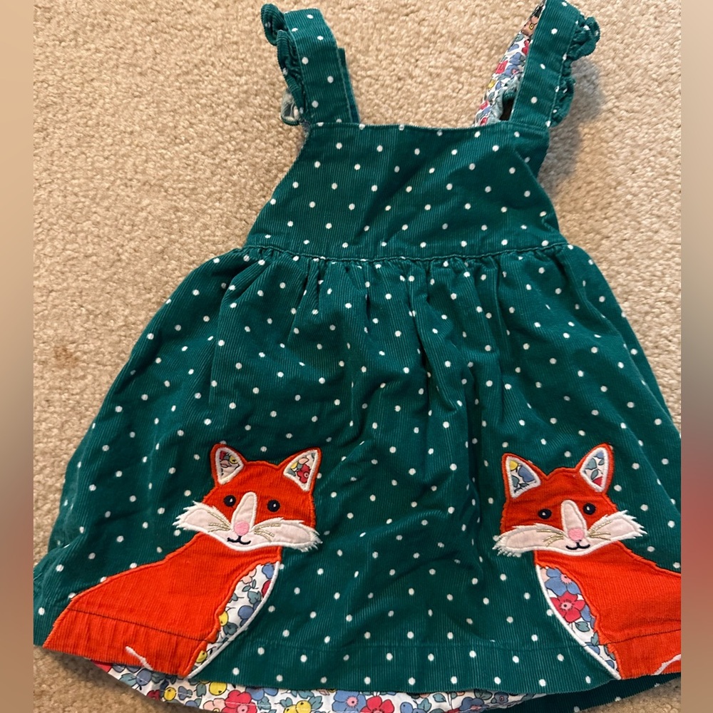 Baby Boden Fox Corduroy Pinafore